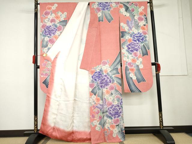 平和屋着物●名門　藤娘きぬたや・総絞り　振袖　花蝶文　正絹　逸品　AABL4060cs