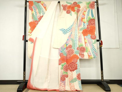 平和屋着物●名門　藤娘きぬたや・総絞り　振袖　蔓帯花桐文　ロング丈　正絹　逸品　AABL4066cs