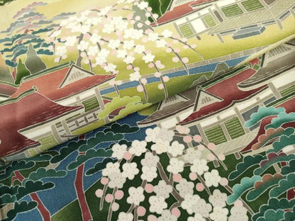 平和屋着物●十日町友禅作家　阿部佳雪　黒留袖　風景文　正絹　逸品　AABL4067cs