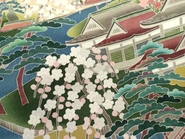 平和屋着物●十日町友禅作家　阿部佳雪　黒留袖　風景文　正絹　逸品　AABL4067cs
