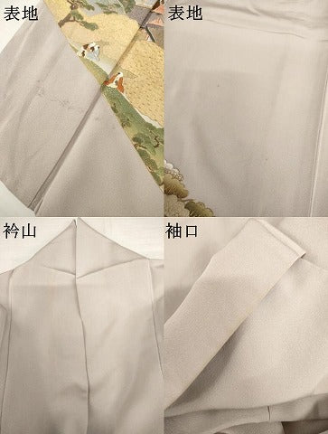 平和屋着物●中国三大刺繍　スワトウ刺繍　汕頭刺繍　総刺繍　色留訪問着　人物風景文　金糸　金彩　正絹　逸品　AABL4072cs