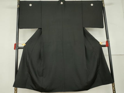 平和屋着物●男性　黒紋付　正絹　逸品　AABL4076cs