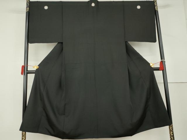 平和屋着物●男性　黒紋付　正絹　逸品　AABL4076cs