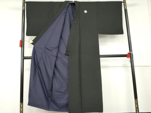 平和屋着物●男性　黒紋付　正絹　逸品　AABL4076cs