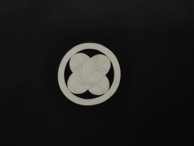 平和屋着物●男性　黒紋付　正絹　逸品　AABL4076cs