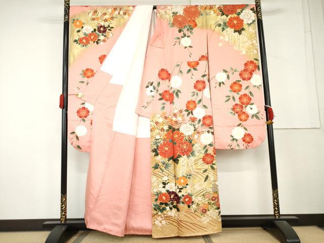 平和屋着物○豪華振袖 駒刺繍 立波草花文 暈し染め 金彩 正絹