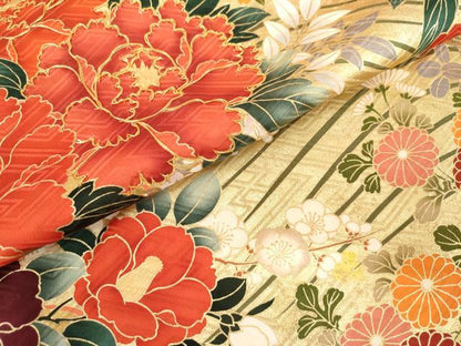 平和屋着物●豪華振袖　駒刺繍　立波草花文　暈し染め　金彩　正絹　逸品　AABL4081cs