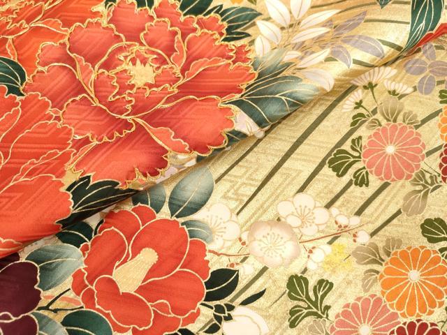 平和屋着物●豪華振袖　駒刺繍　立波草花文　暈し染め　金彩　正絹　逸品　AABL4081cs