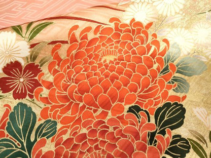 平和屋着物●豪華振袖　駒刺繍　立波草花文　暈し染め　金彩　正絹　逸品　AABL4081cs