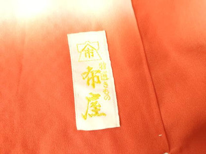 平和屋着物●名門　藤娘きぬたや・総絞り　振袖　御所車双鶴花文　正絹　逸品　AABL4083cs
