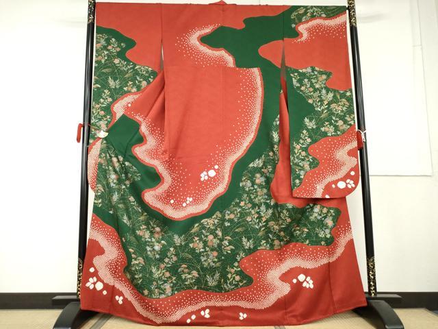 平和屋着物●豪華振袖　絞り　枝花文　金銀彩　正絹　逸品　AABL4084cs