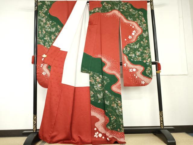 平和屋着物●豪華振袖　絞り　枝花文　金銀彩　正絹　逸品　AABL4084cs