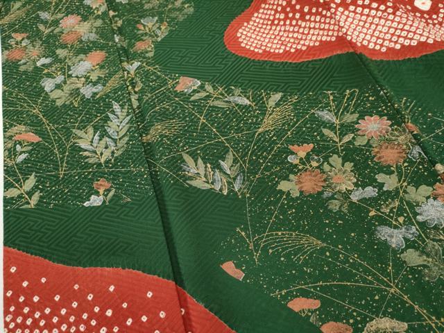 平和屋着物●豪華振袖　絞り　枝花文　金銀彩　正絹　逸品　AABL4084cs