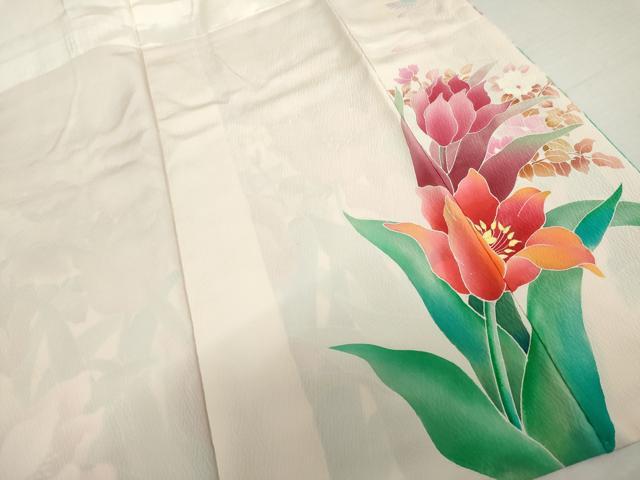 平和屋着物●豪華振袖　花鳥文　暈し染め　ロング丈　正絹　逸品　AABL4085cs