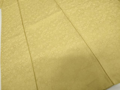 平和屋着物●色無地　花尽くし地紋　淡黄色　洗える着物　AABL4088cs