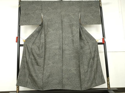 平和屋着物●江戸小紋　寄せ小紋柄　黒地　まるやま扱い　正絹　逸品　AABL4090cs