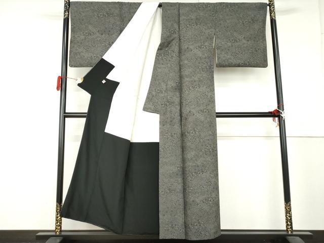平和屋着物●江戸小紋　寄せ小紋柄　黒地　まるやま扱い　正絹　逸品　AABL4090cs