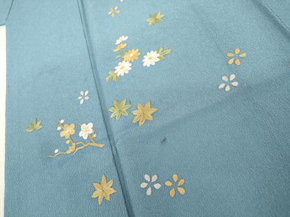 平和屋着物●洗える最高級着物　＜英＞はなぶさ謹製　訪問着　総刺繍　草花文　洗える着物　AABL4098cs