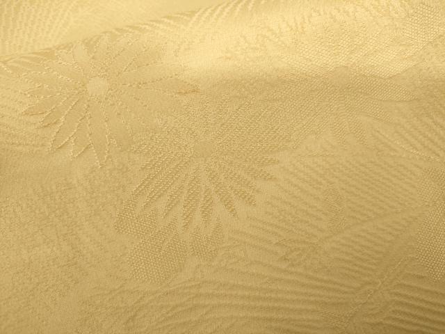 平和屋着物●上質な色無地　草花地紋　卵色　正絹　逸品　AABL4099cs
