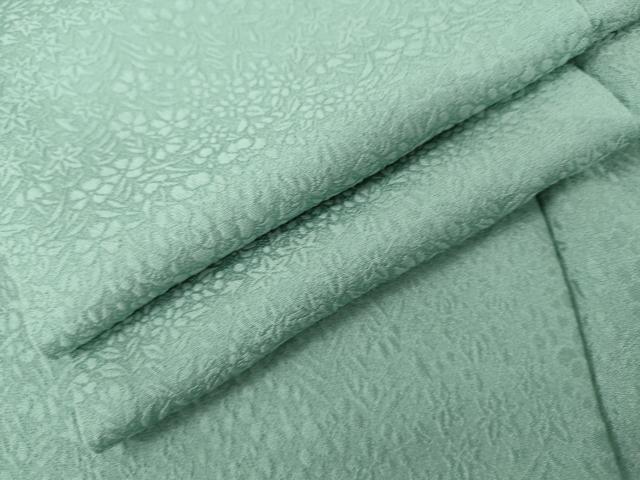 平和屋着物●上質な色無地　草花地紋　青竹色　正絹　逸品　AABL4100cs