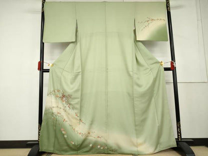 平和屋着物●中国三大刺繍　汕頭刺繍　スワトウ刺繍　訪問着　枝花文　暈し染め　正絹　逸品　AABL4106cs