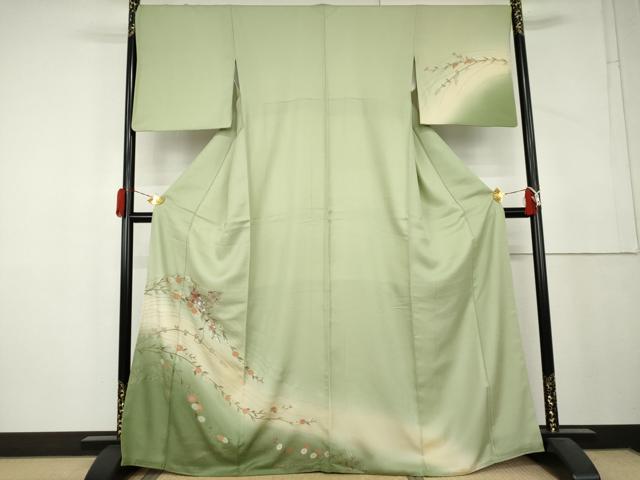 平和屋着物●中国三大刺繍　汕頭刺繍　スワトウ刺繍　訪問着　枝花文　暈し染め　正絹　逸品　AABL4106cs