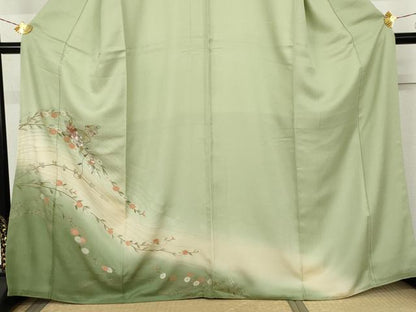 平和屋着物●中国三大刺繍　汕頭刺繍　スワトウ刺繍　訪問着　枝花文　暈し染め　正絹　逸品　AABL4106cs