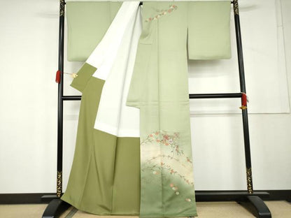 平和屋着物●中国三大刺繍　汕頭刺繍　スワトウ刺繍　訪問着　枝花文　暈し染め　正絹　逸品　AABL4106cs