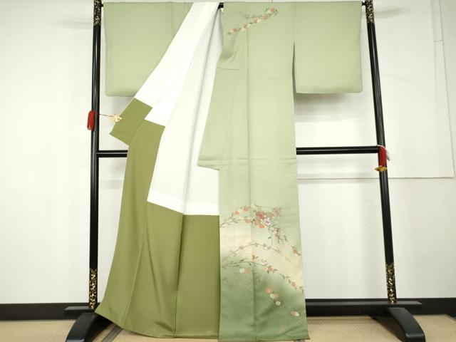 平和屋着物●中国三大刺繍　汕頭刺繍　スワトウ刺繍　訪問着　枝花文　暈し染め　正絹　逸品　AABL4106cs