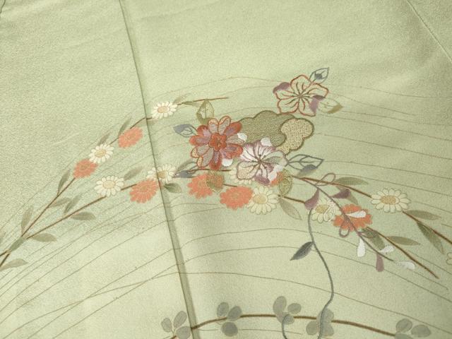 平和屋着物●中国三大刺繍　汕頭刺繍　スワトウ刺繍　訪問着　枝花文　暈し染め　正絹　逸品　AABL4106cs