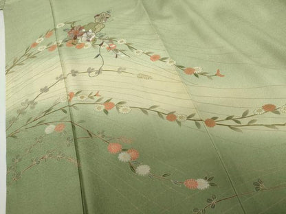 平和屋着物●中国三大刺繍　汕頭刺繍　スワトウ刺繍　訪問着　枝花文　暈し染め　正絹　逸品　AABL4106cs