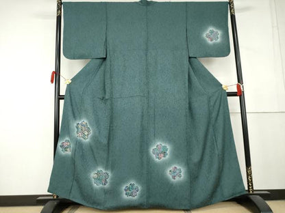 平和屋着物●訪問着　辻が花　絞り　舞花文　暈し染め　正絹　逸品　AABL4107cs