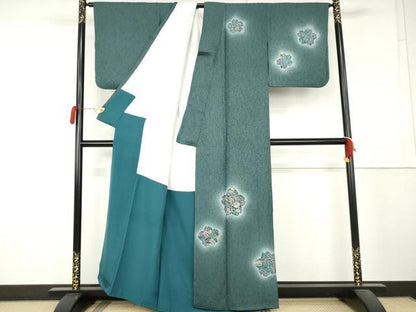平和屋着物●訪問着　辻が花　絞り　舞花文　暈し染め　正絹　逸品　AABL4107cs