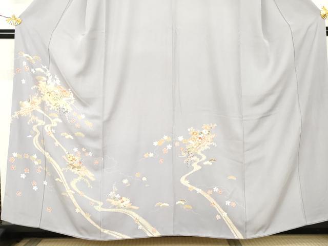 平和屋着物●訪問着　駒刺繍　吉祥花筏文　金彩　嘘つき襦袢　正絹　逸品　AABL4109cs
