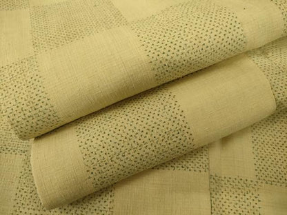 平和屋着物●結城紬　市松　正絹　逸品　AABL4110cs