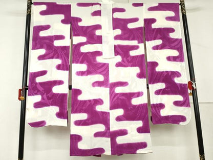 平和屋着物●振袖用長襦袢　無双仕立て　エ霞文　半衿刺繍　正絹　逸品　AABL4114cs