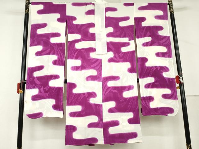 平和屋着物●振袖用長襦袢　無双仕立て　エ霞文　半衿刺繍　正絹　逸品　AABL4114cs