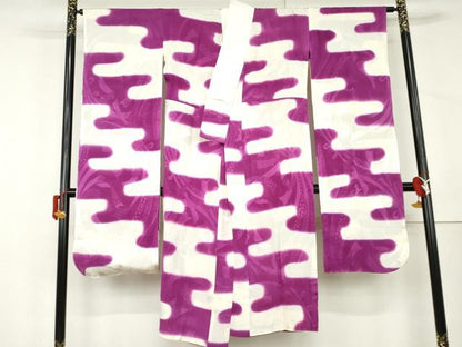 平和屋着物●振袖用長襦袢　無双仕立て　エ霞文　半衿刺繍　正絹　逸品　AABL4114cs