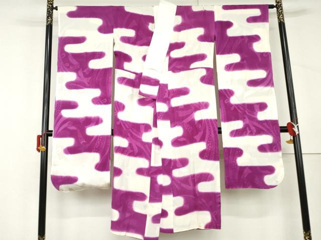 平和屋着物●振袖用長襦袢　無双仕立て　エ霞文　半衿刺繍　正絹　逸品　AABL4114cs