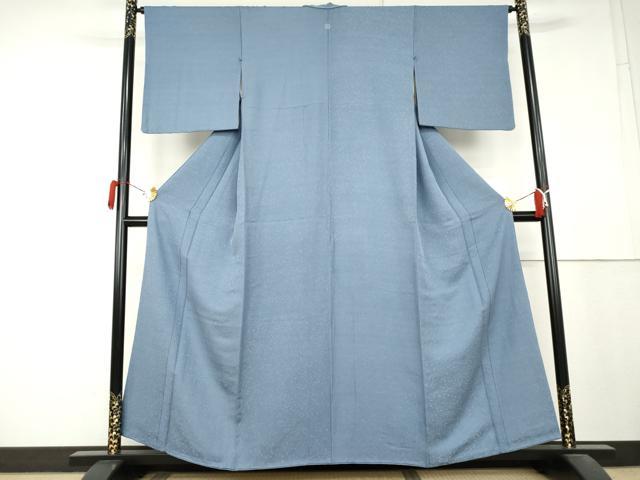 平和屋着物●上質な色無地　霞地紋　薄群青色　正絹　逸品　AABL4115cs