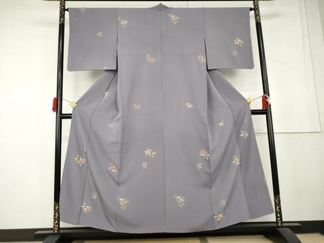 平和屋着物●上質な小紋　草花文　金彩　正絹　逸品　AABL4116cs