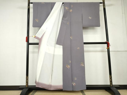 平和屋着物●上質な小紋　草花文　金彩　正絹　逸品　AABL4116cs