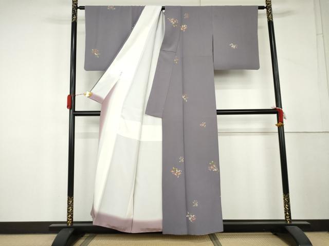 平和屋着物●上質な小紋　草花文　金彩　正絹　逸品　AABL4116cs