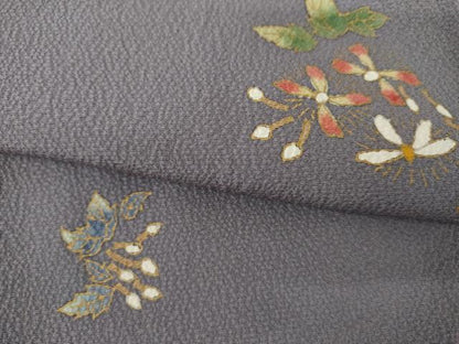 平和屋着物●上質な小紋　草花文　金彩　正絹　逸品　AABL4116cs