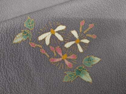 平和屋着物●上質な小紋　草花文　金彩　正絹　逸品　AABL4116cs