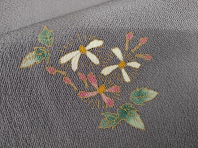 平和屋着物●上質な小紋　草花文　金彩　正絹　逸品　AABL4116cs