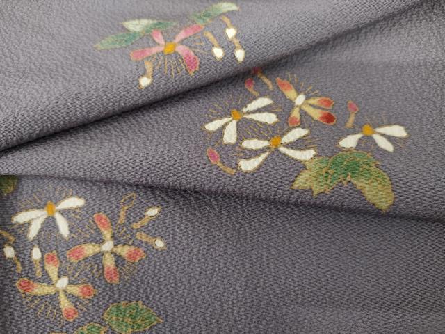 平和屋着物●上質な小紋　草花文　金彩　正絹　逸品　AABL4116cs
