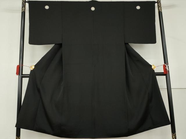 平和屋着物●男性　黒紋付　正絹　逸品　AABL4117cs