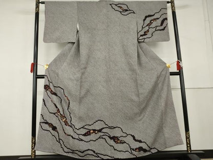 平和屋着物●訪問着　総絞り　刺繍　吉祥花文　正絹　逸品　AABL4119cs