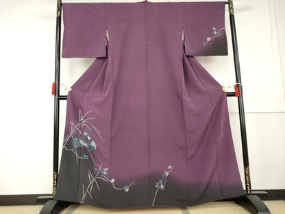 平和屋着物●染色作家　草野一騎　訪問着　手描き　南天蔦の葉文　暈し染め　正絹　逸品　AABL4122cs